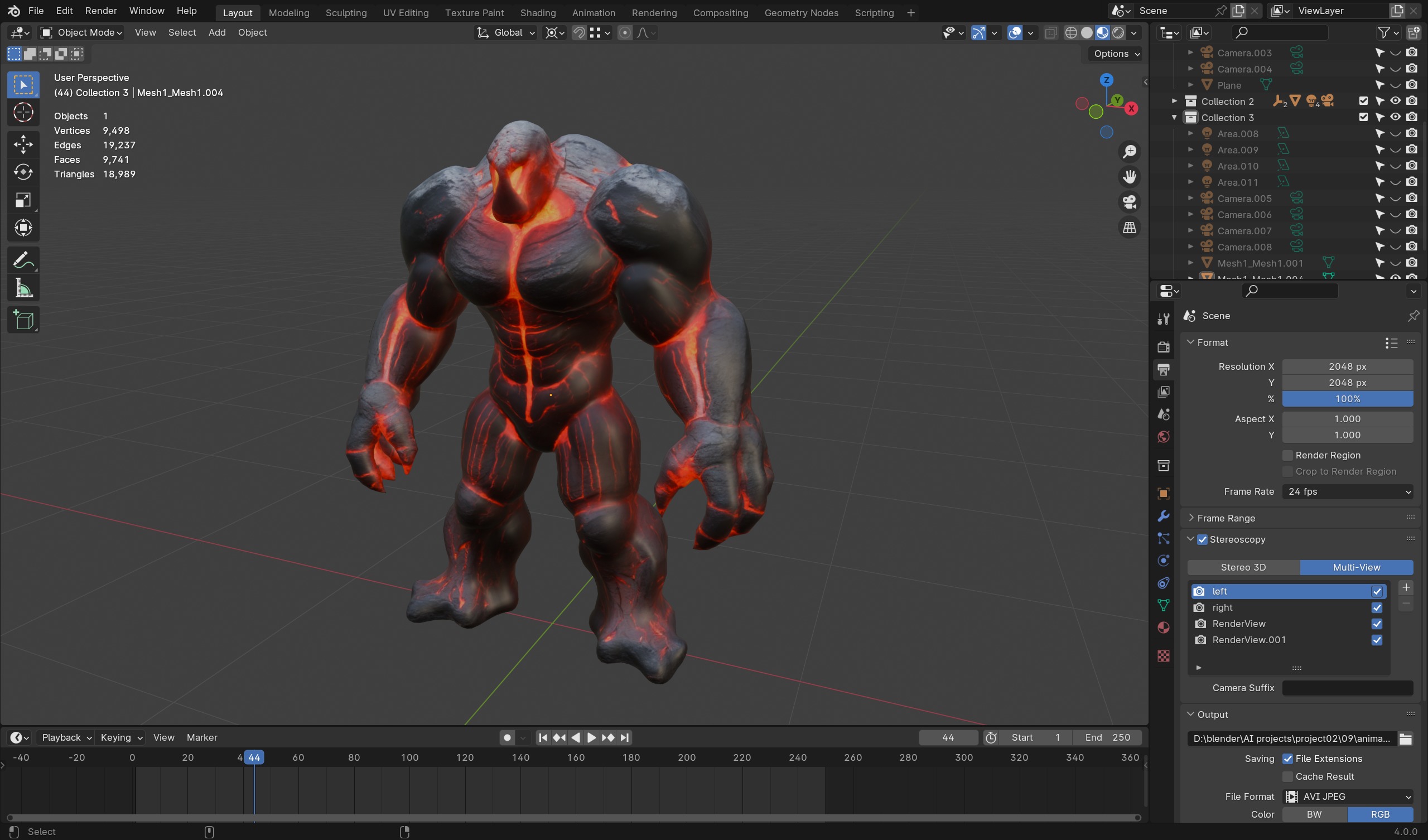 3D Magma Construct Character for Games  Animation Low-poly 3D model_4