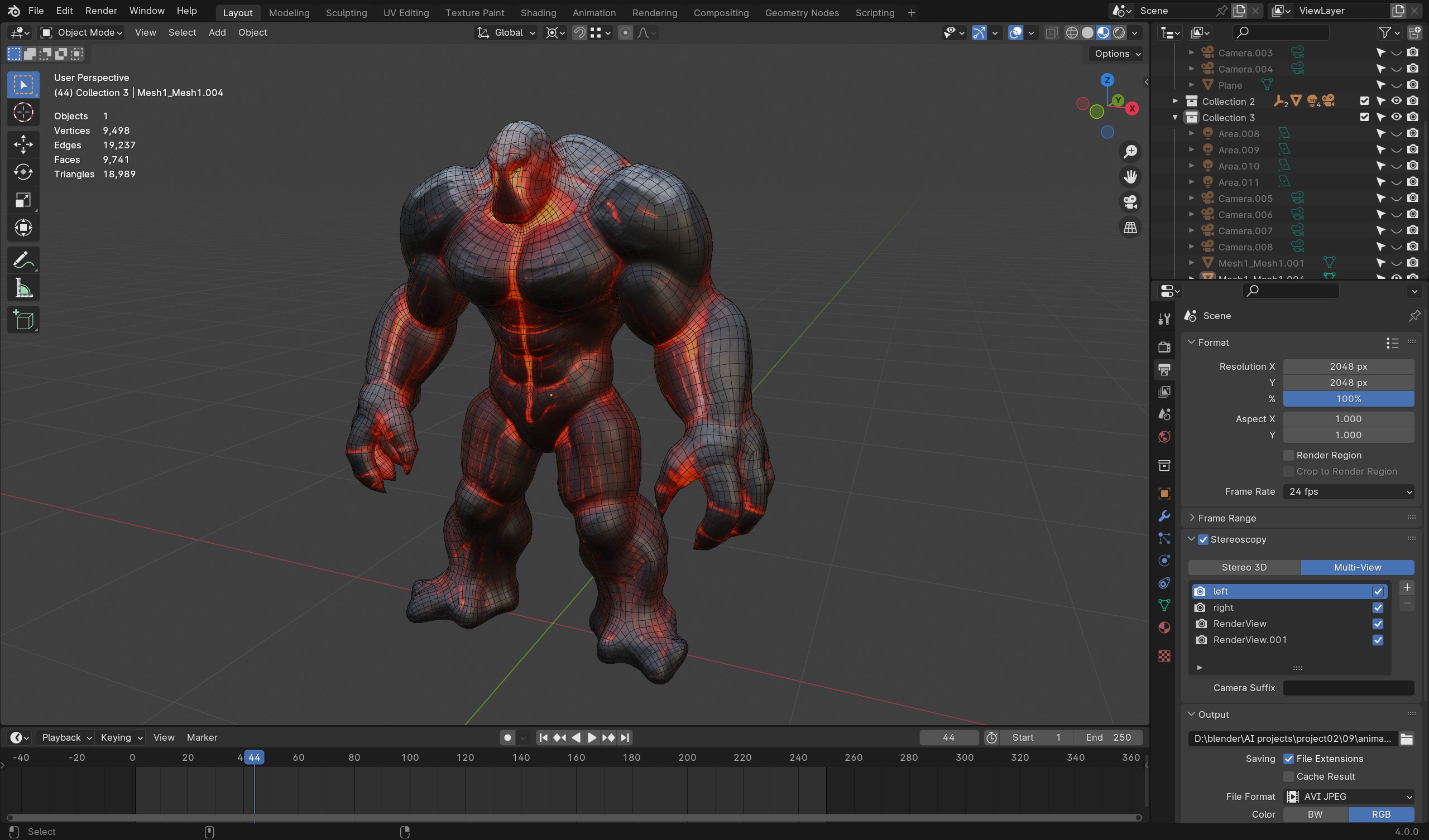3D Magma Construct Character for Games  Animation Low-poly 3D model_5