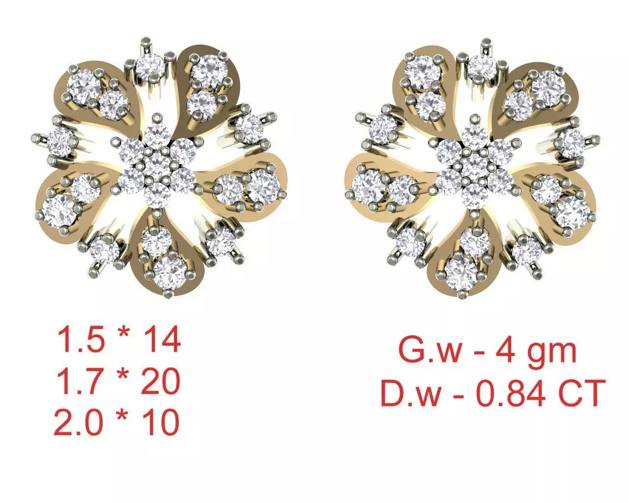   Women Earrings Render 3dm STL OBJ FBX Details 3D print model_0