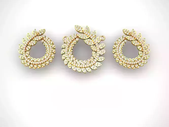 Olive branch pendant and earrings 3D print model