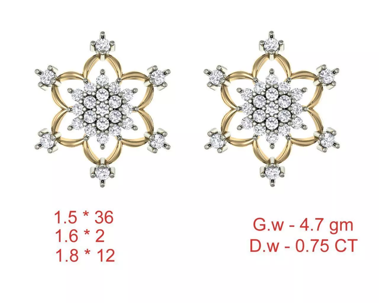   Women Earrings Render 3dm STL OBJ FBX Details 3D print model_0