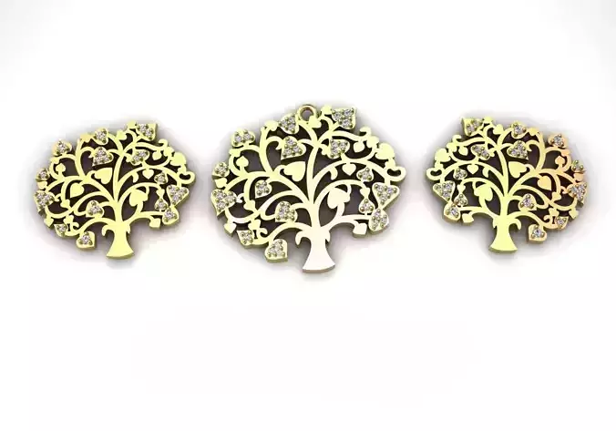 Tree design pendant and earrings