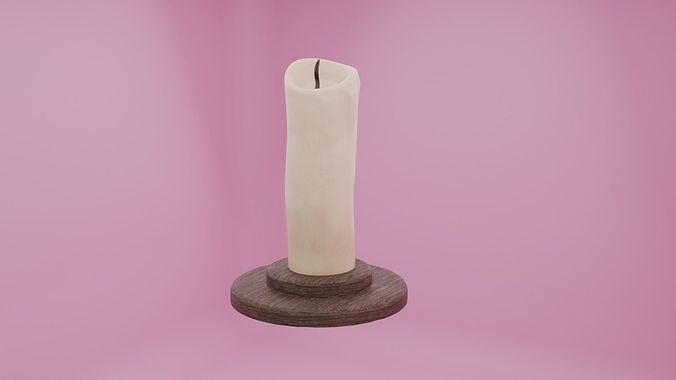 Realistic 3D Candle with Wooden Stand  Free low-poly 3D model