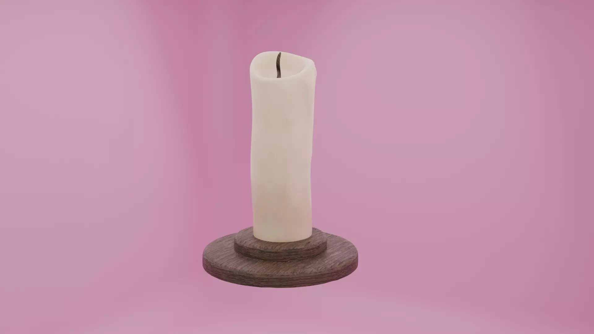 Realistic 3D Candle with Wooden Stand Free low-poly 3D model