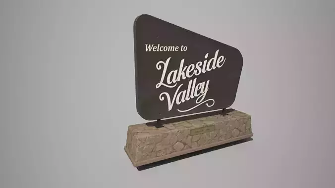 Town Sign Low-poly 3D model