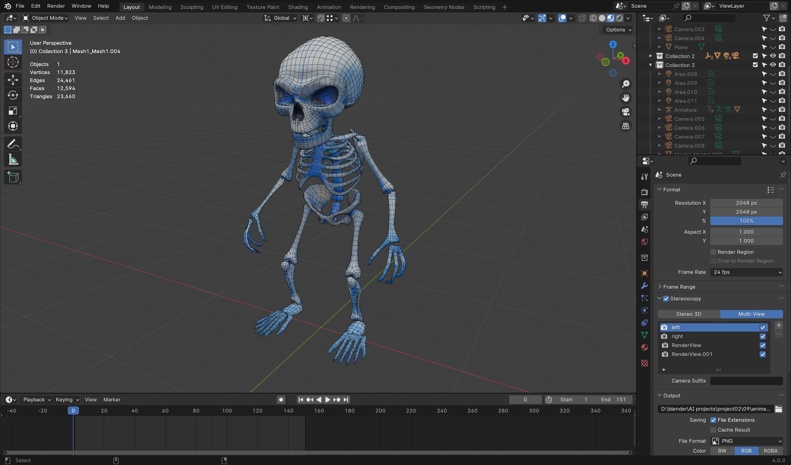 3D Bone Construct Character for Games  Animation Low-poly 3D model_5