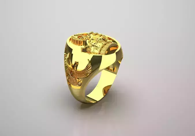 Lion Sun Forouhar Crown of the Iranian King design ring mr0065