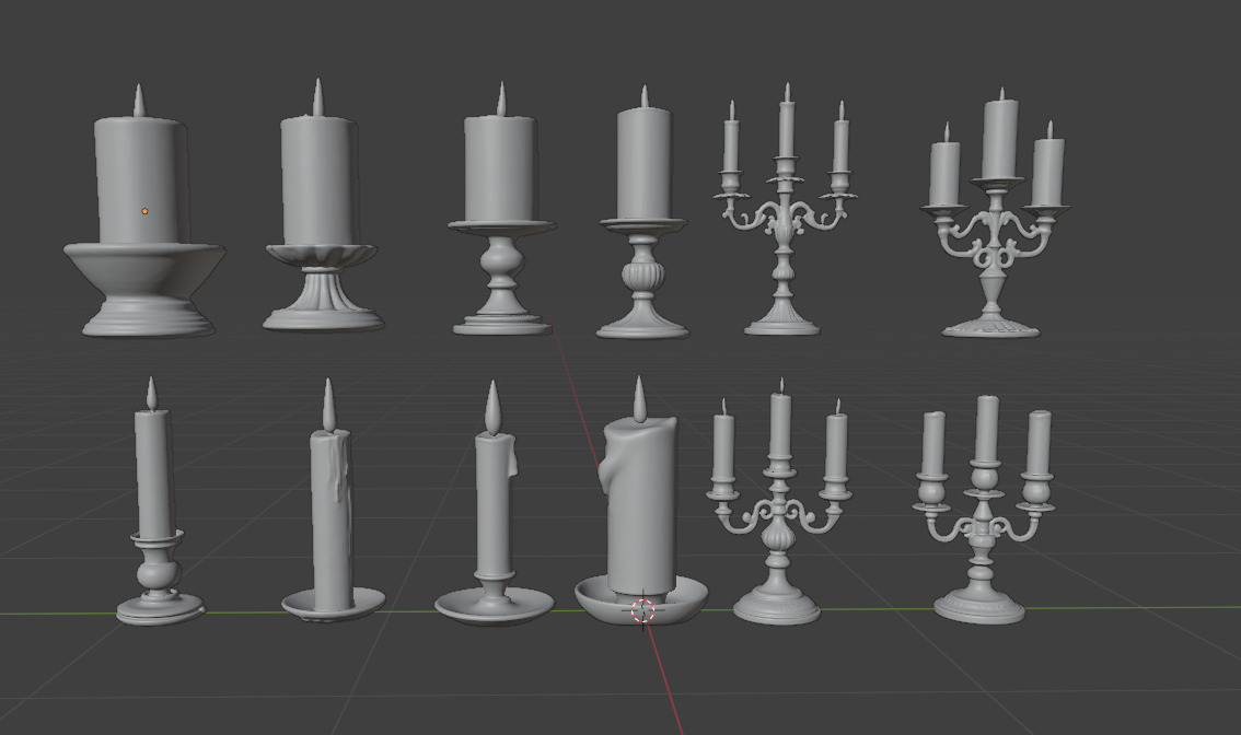 Victorian Candle Pack Free low-poly 3D model_13