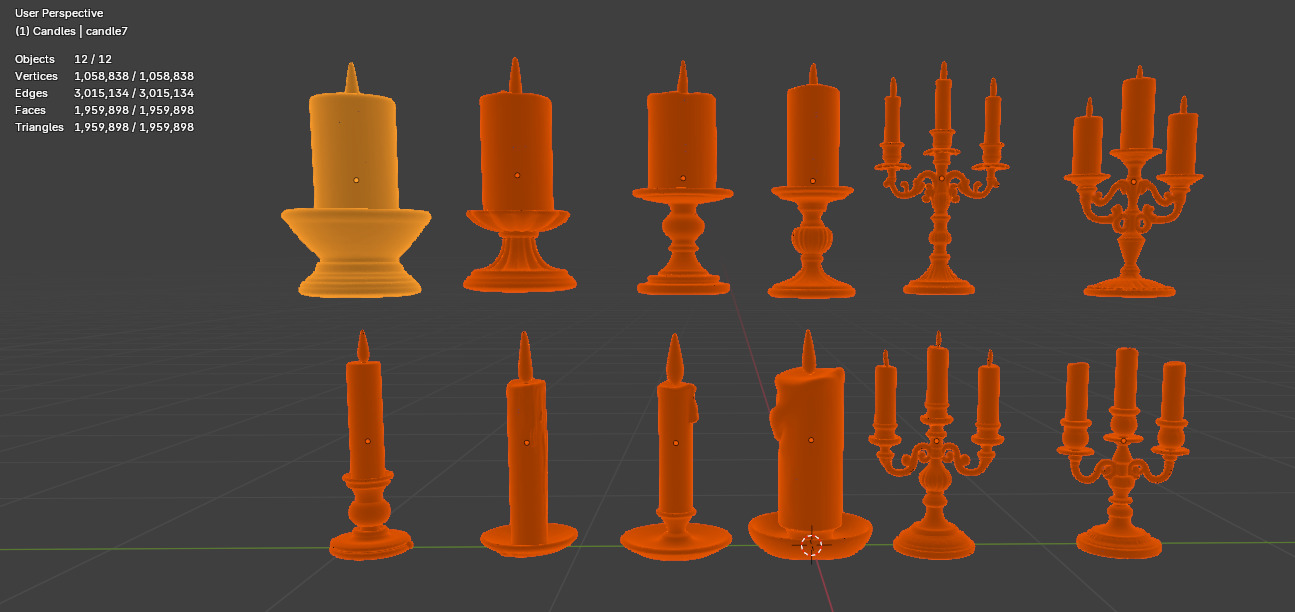 Victorian Candle Pack Free low-poly 3D model_12