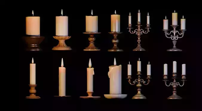 Victorian Candle Pack Free low-poly 3D model Victorian Candle Pack Free low-poly 3D model