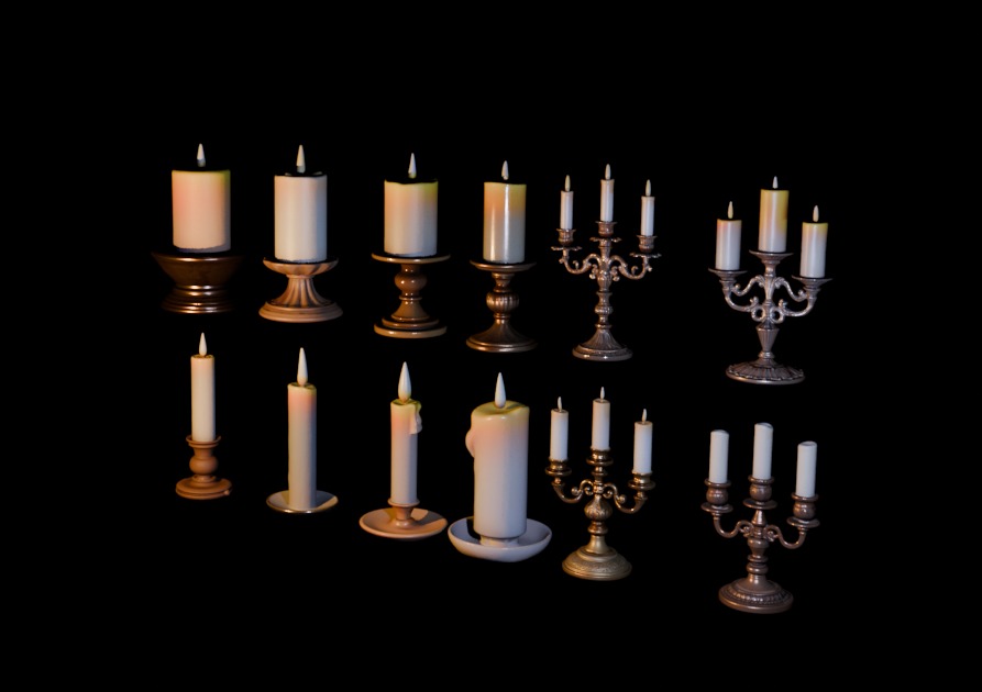 Victorian Candle Pack Free low-poly 3D model_1