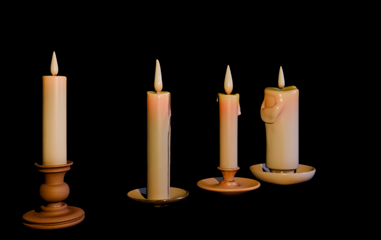 Victorian Candle Pack Free low-poly 3D model_11