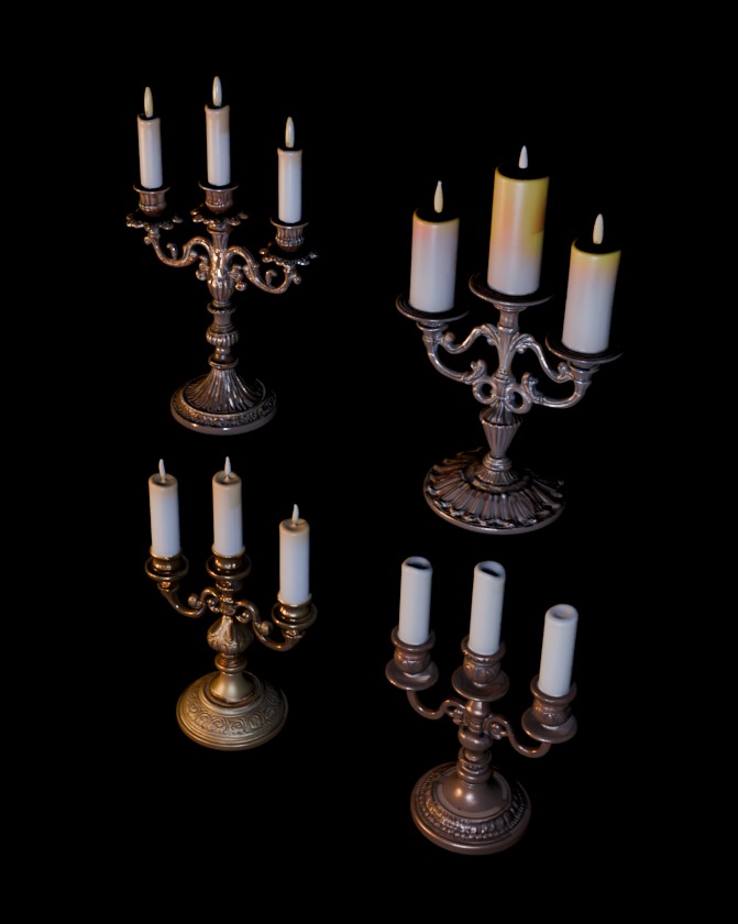Victorian Candle Pack Free low-poly 3D model_5