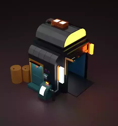 Futuristic Sci-Fi Modular House - Game Ready 3D Model