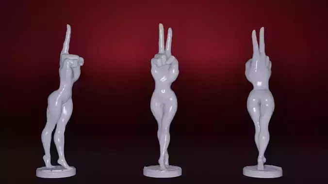 Peace Sign Beautiful Woman Body  3D print model
