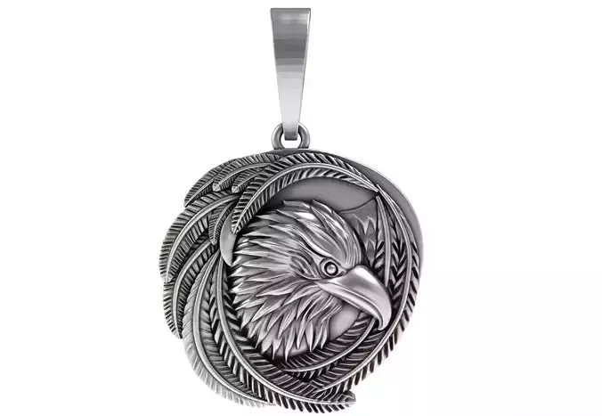Eagle with Feather Pendant