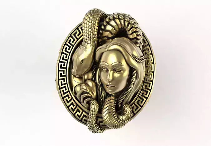 Girl with Snake Oval Signet Ring
