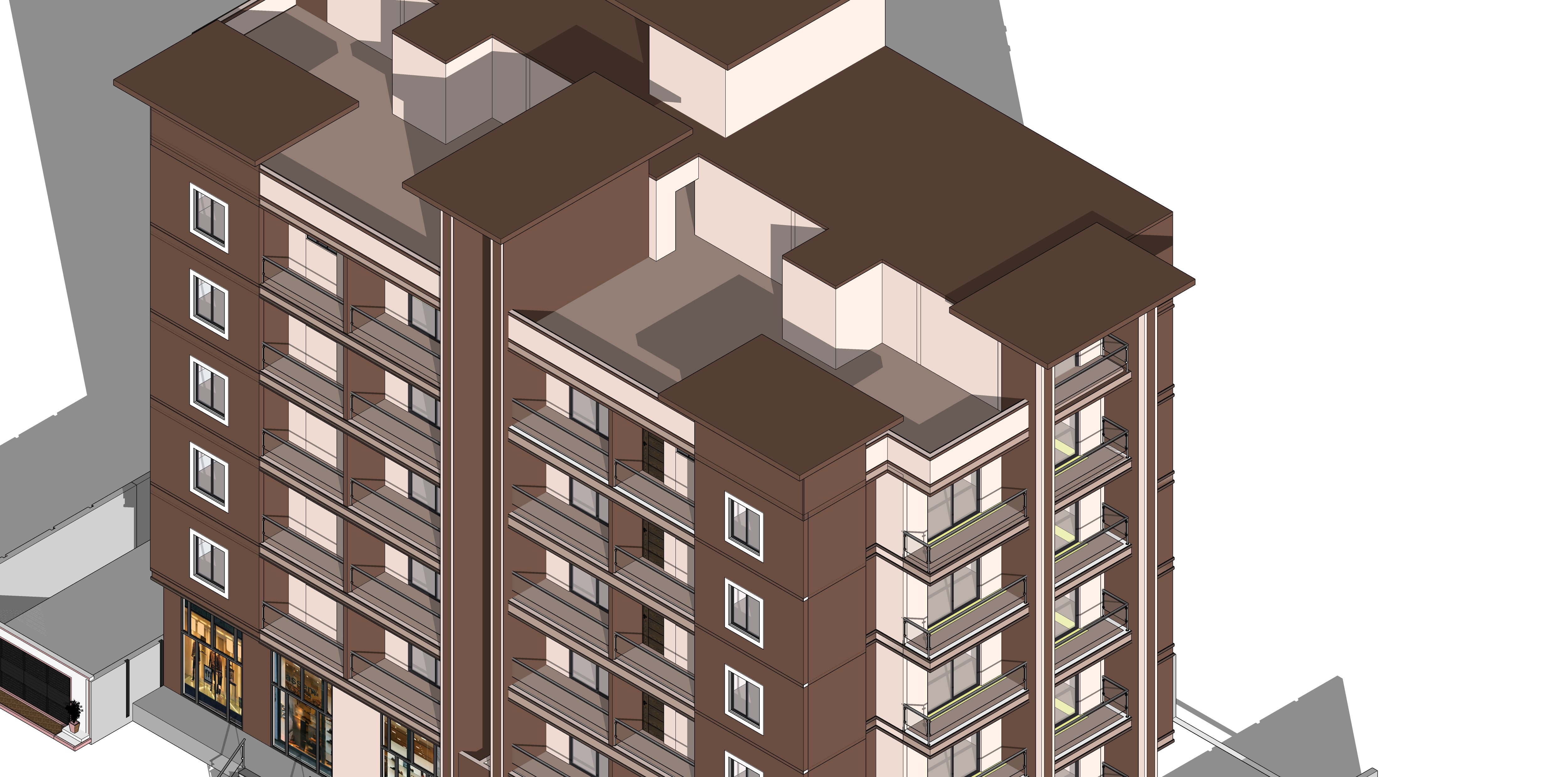 Modern Apartment Buildings with city model  Low-poly 3D model_27