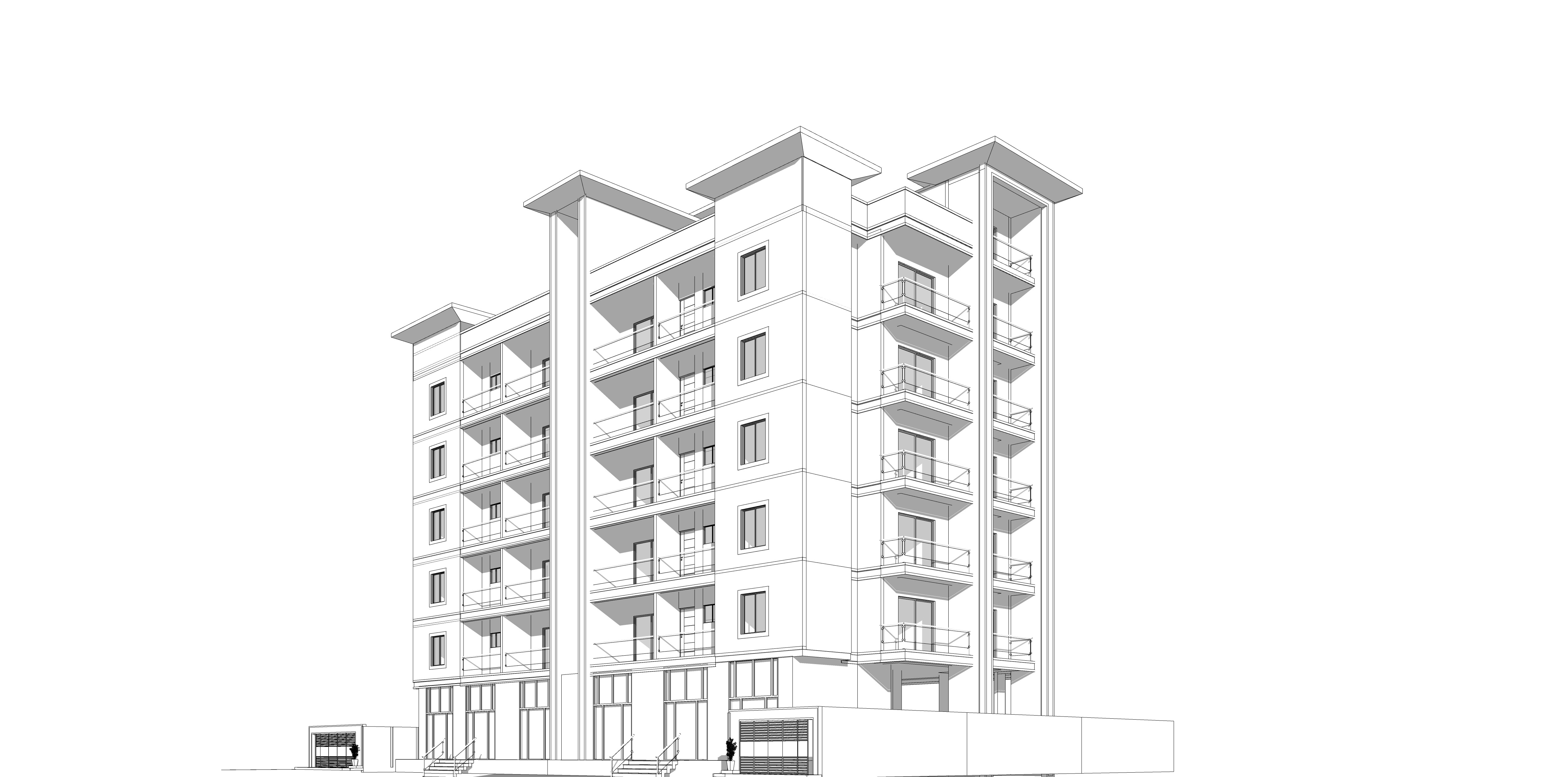 Modern Apartment Buildings with city model  Low-poly 3D model_21