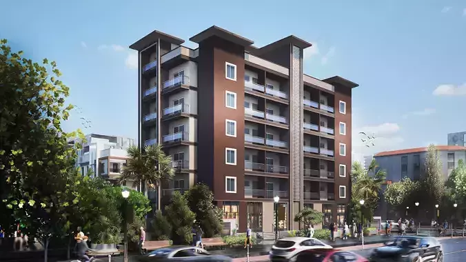 Modern Apartment Buildings with city model 