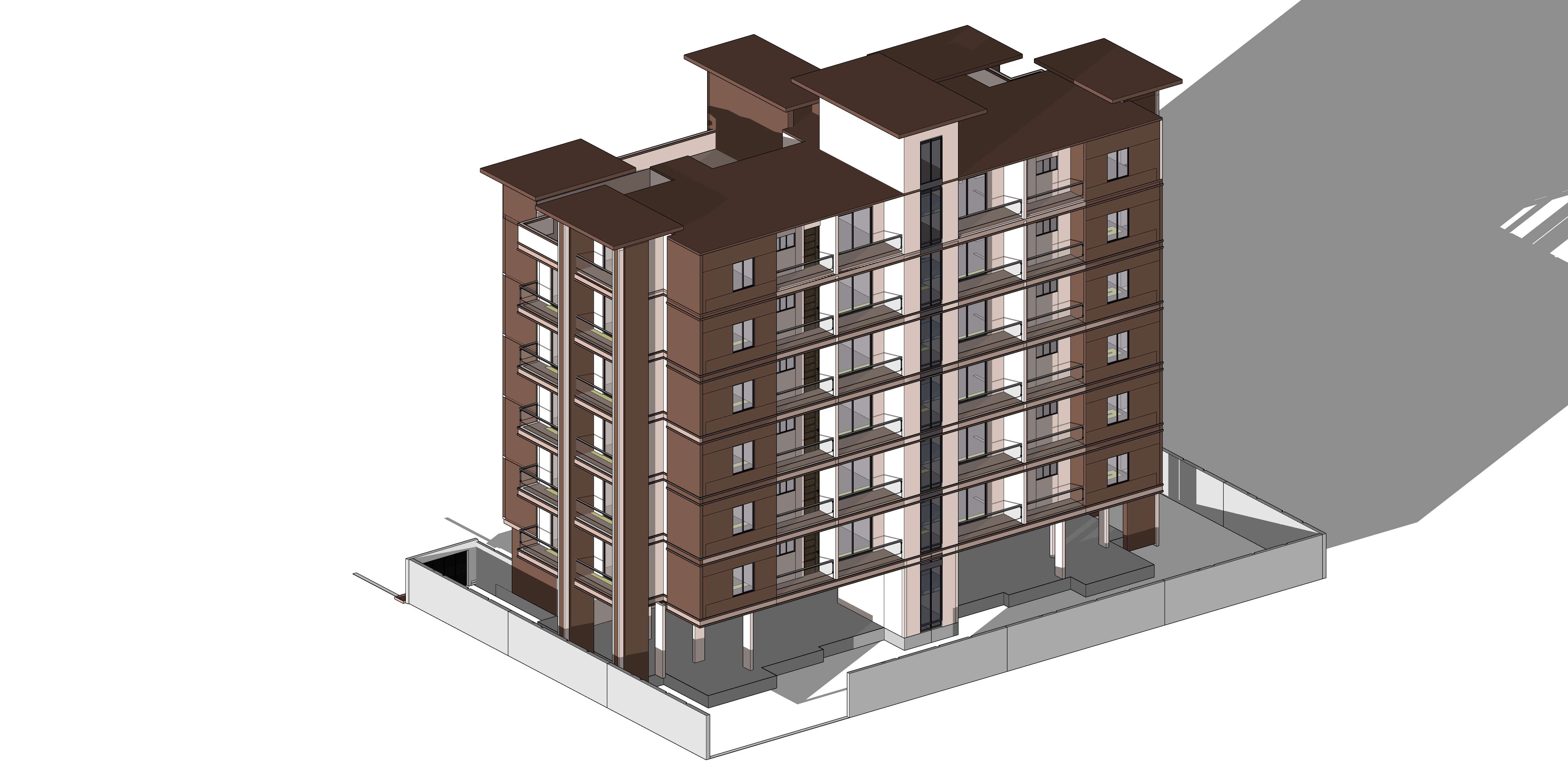 Modern Apartment Buildings with city model  Low-poly 3D model_25