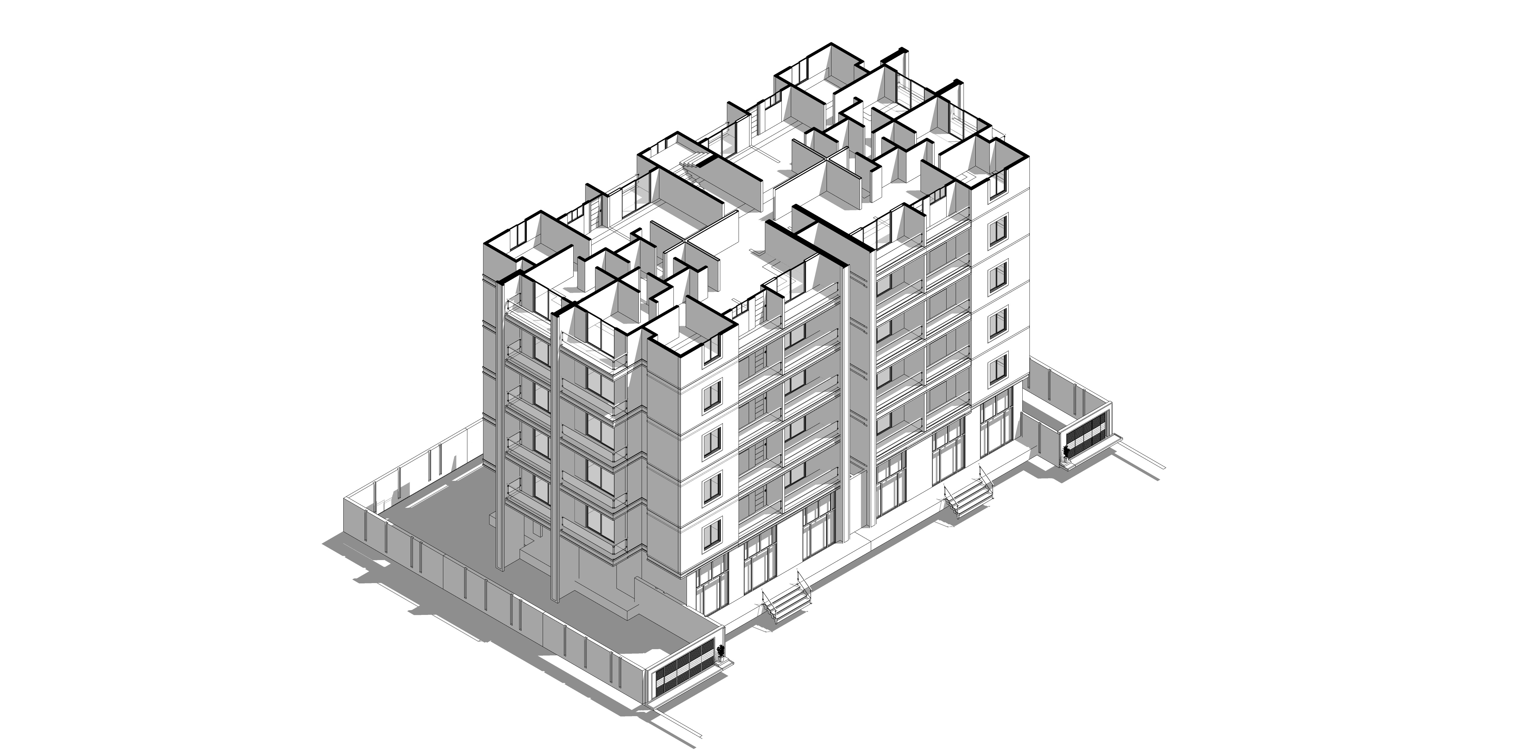 Modern Apartment Buildings with city model  Low-poly 3D model_20