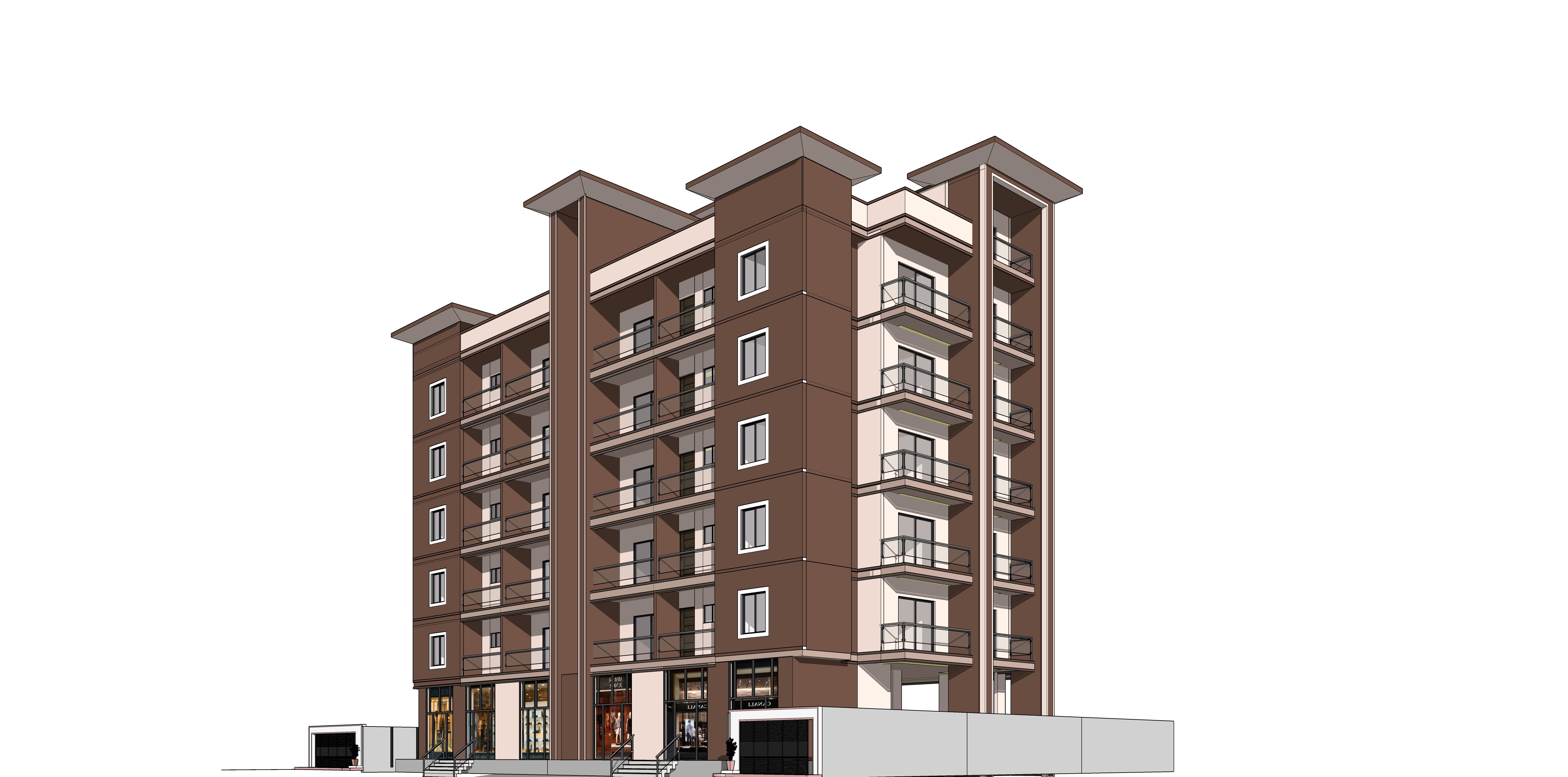 Modern Apartment Buildings with city model  Low-poly 3D model_24