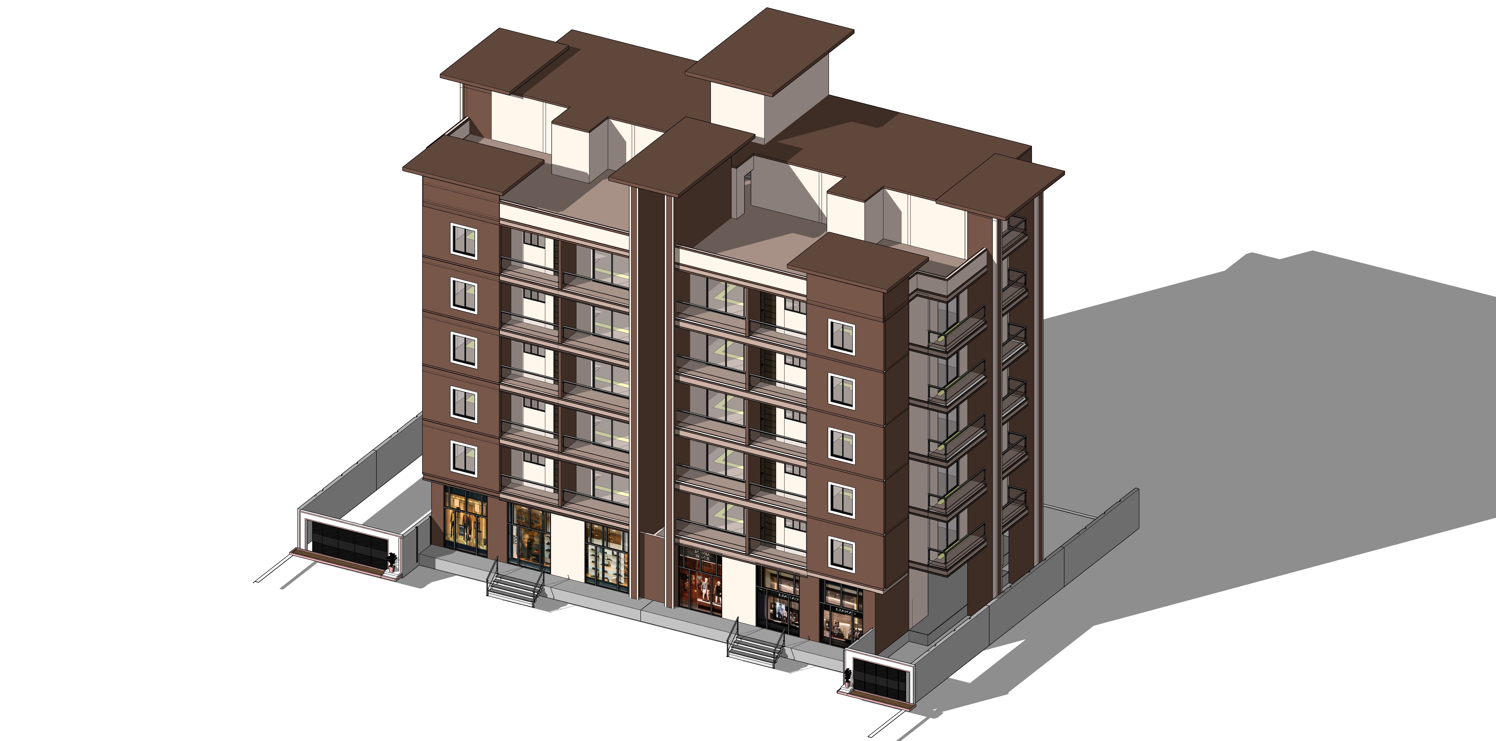 Modern Apartment Buildings with city model  Low-poly 3D model_8