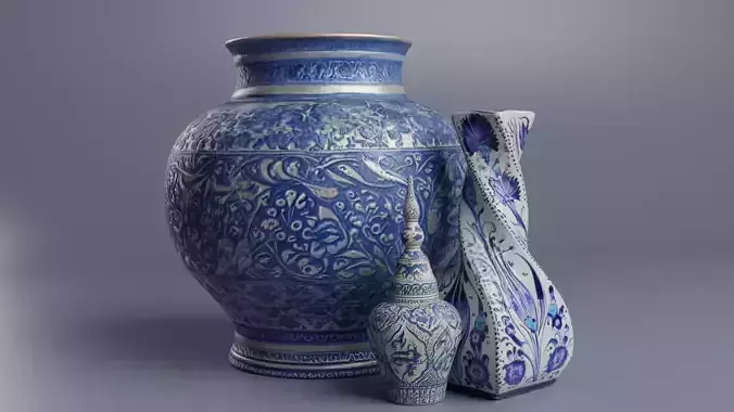 Ceramic Vase Traditional Turkish and Chinese Tiles  Low-poly 3D model