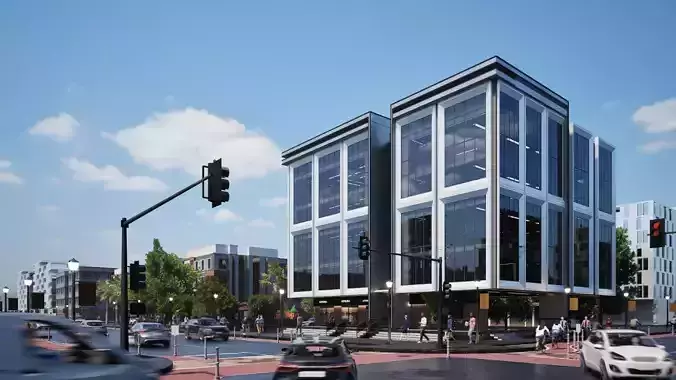 Model of Commercial Glass Building of Business Complex