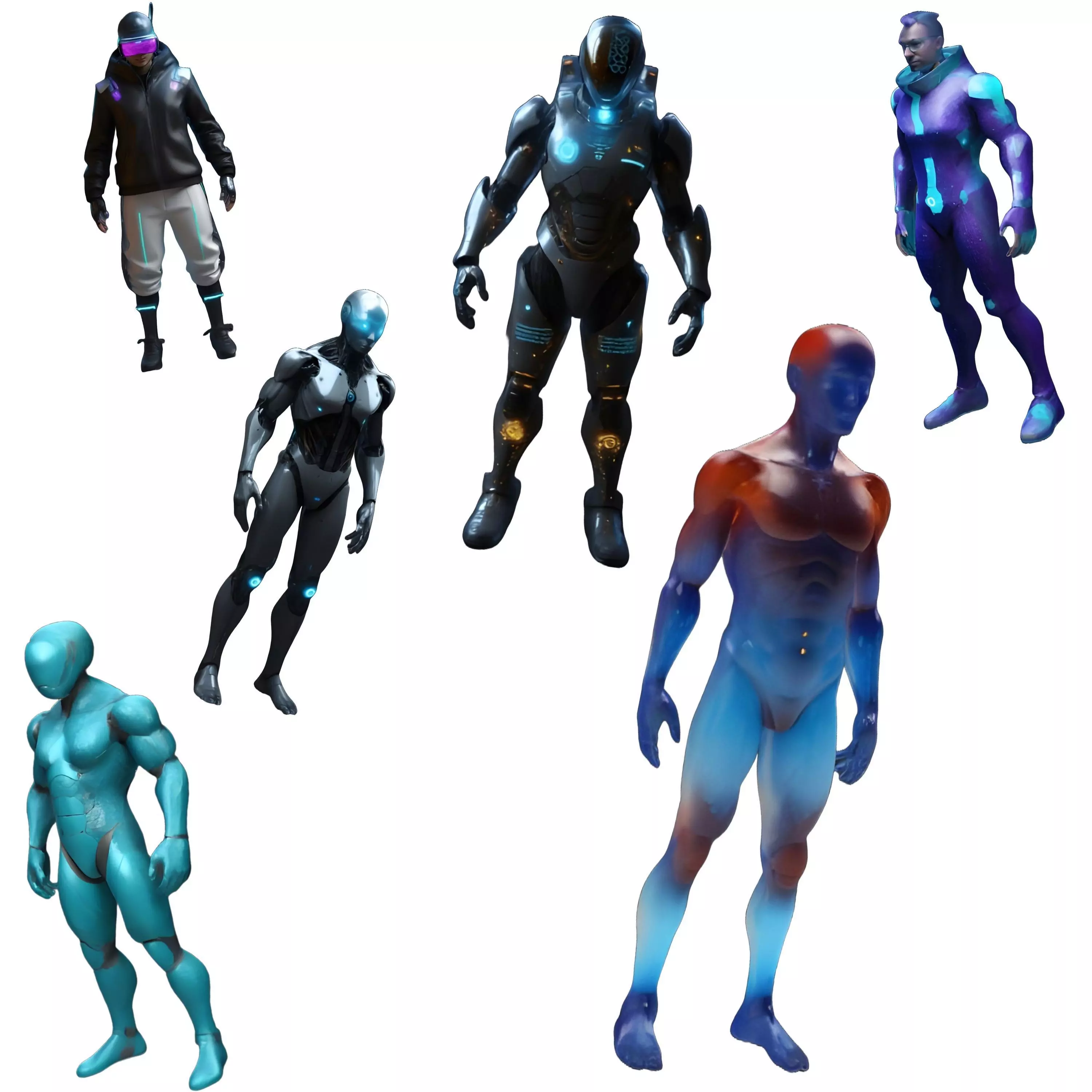 Cyber Squad Character Collection 3D print model_0