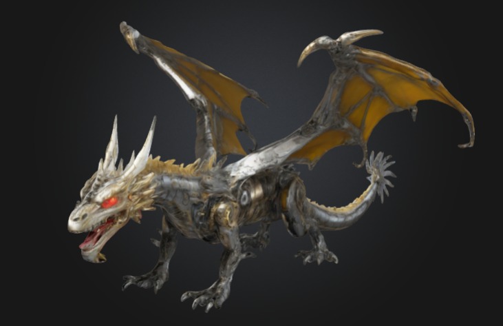 Dragon mechanic Low-poly 3D model_2