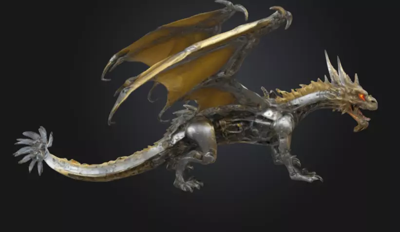Dragon mechanic Low-poly 3D model_0