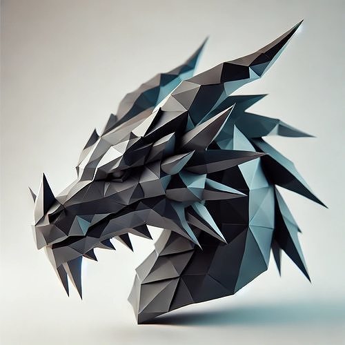 Low-Poly Dragon Head Free 3D model