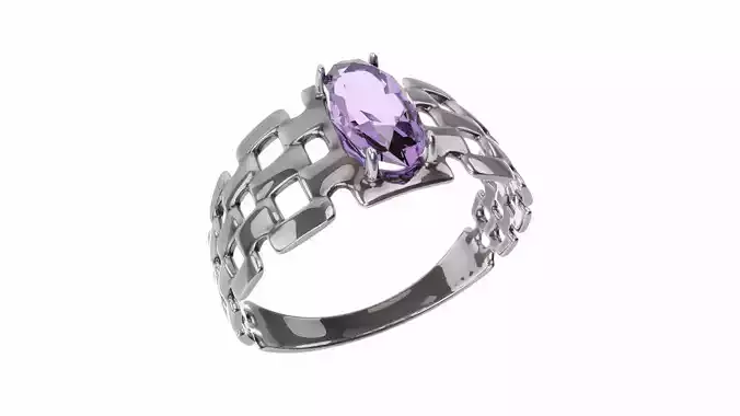 Silver Ring With Weave Pattern