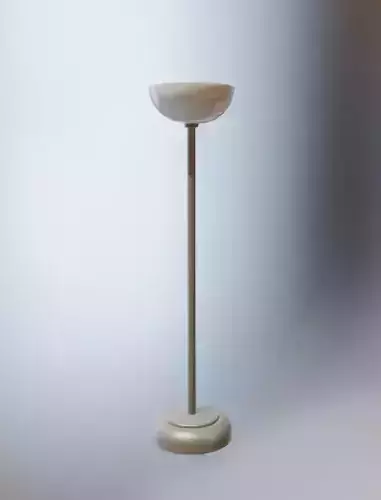 Low Poly Standing Lamp with Black Metal and White Shade