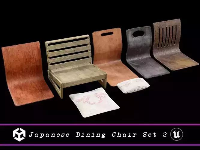 Japanese Dining Chair Set 2 
