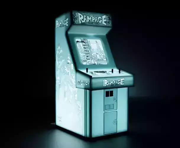 Rampage World Tour Arcade Cabinet with Lithophane 3D print model