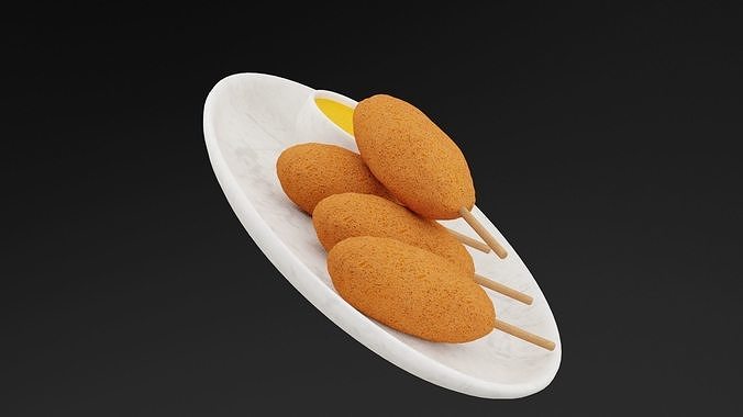 Corn Dog Platter Low-poly 3D model 3