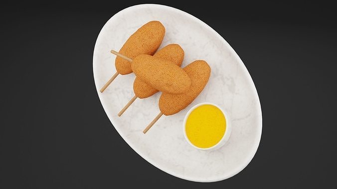 Corn Dog Platter Low-poly 3D model 5