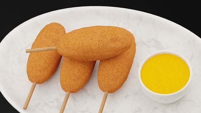 Corn Dog Platter Low-poly 3D model 2