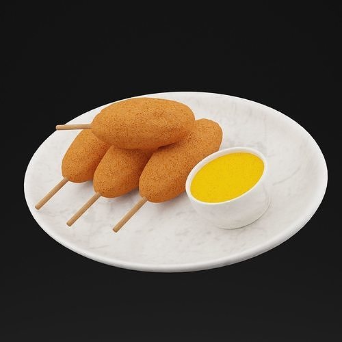Corn Dog Platter Low-poly 3D model 7