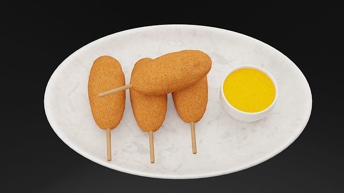 Corn Dog Platter Low-poly 3D model 4