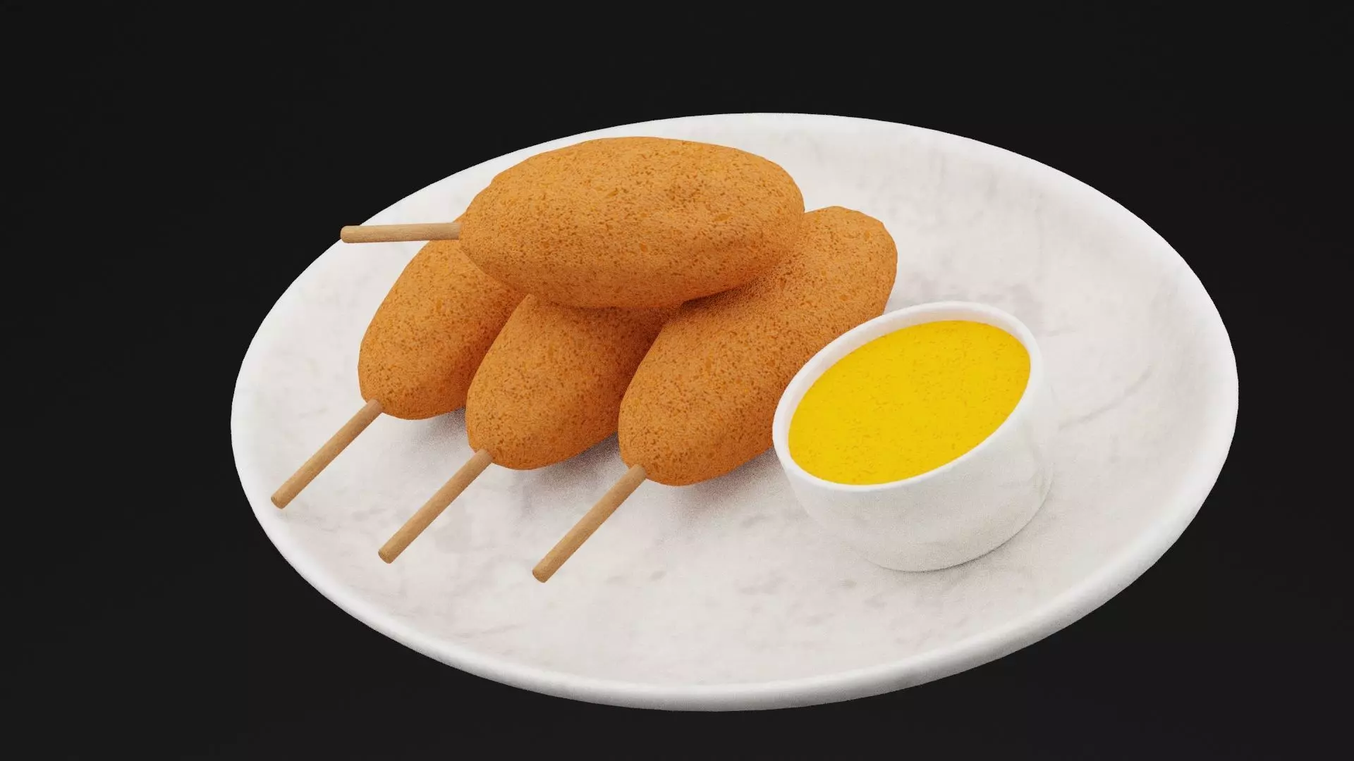Corn Dog Platter Low-poly 3D model