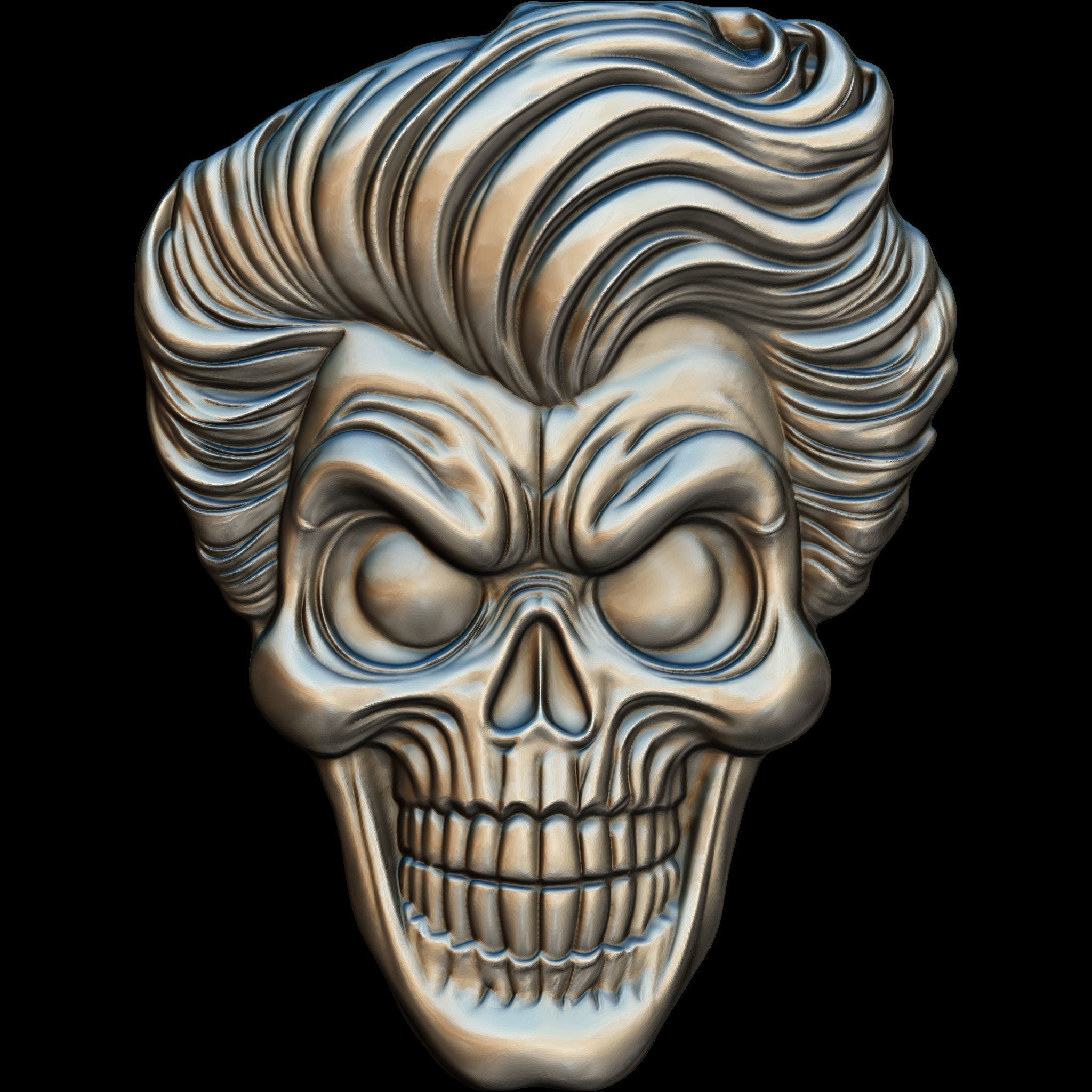 4 Comic Skull Head Relief No2 STL file for 3d Printing or CNC 3D print model_9