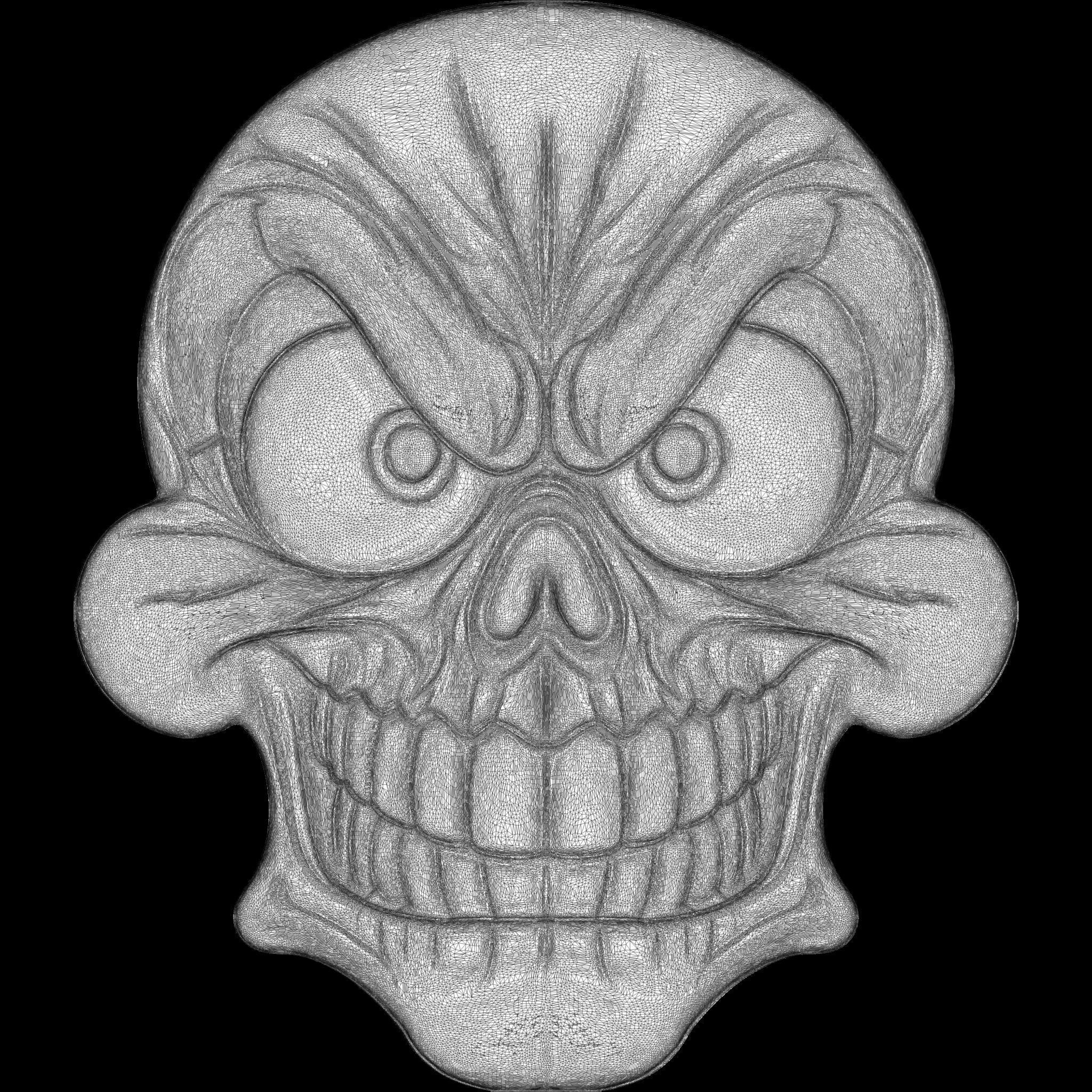 4 Comic Skull Head Relief No2 STL file for 3d Printing or CNC 3D print model_14