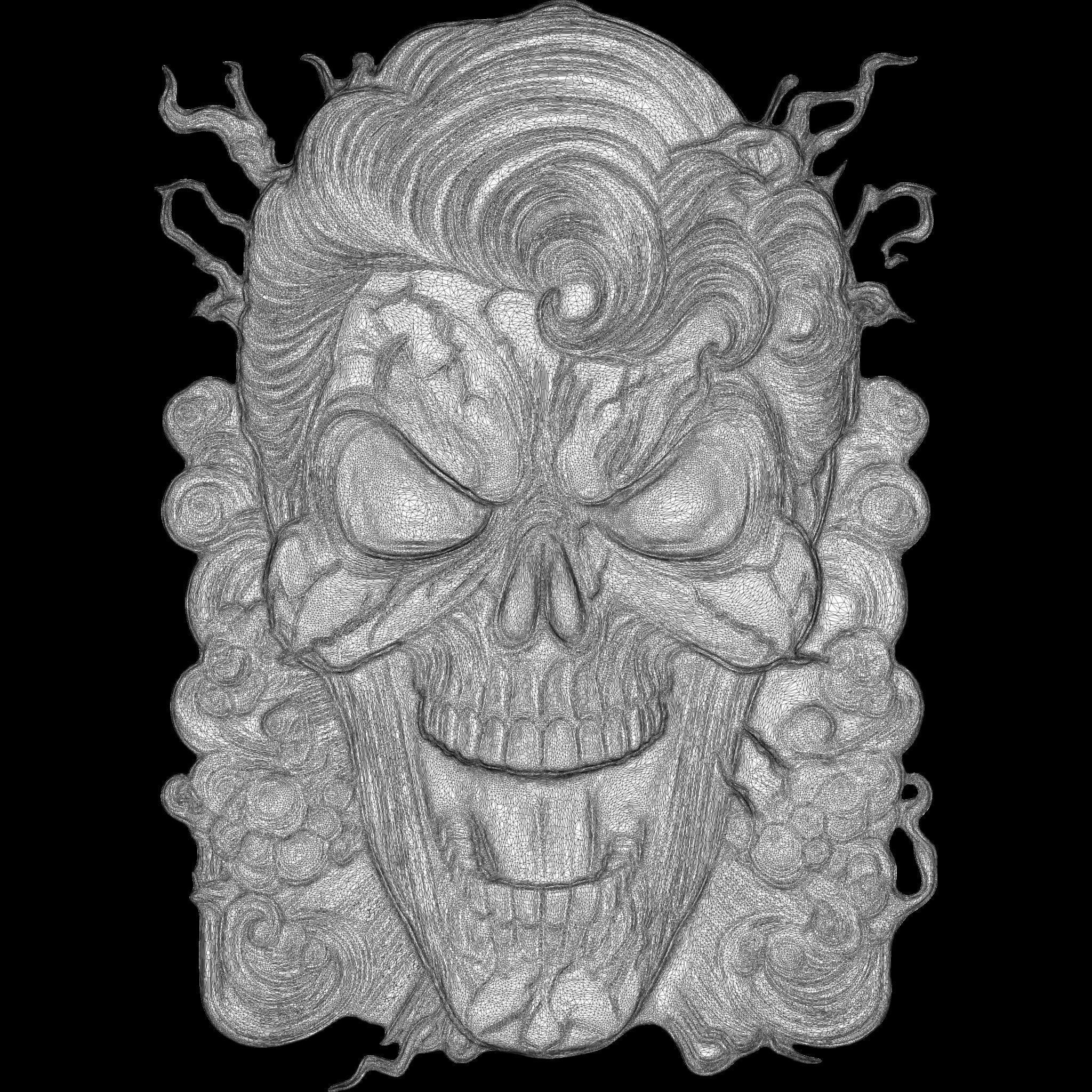 4 Comic Skull Head Relief No2 STL file for 3d Printing or CNC 3D print model_12