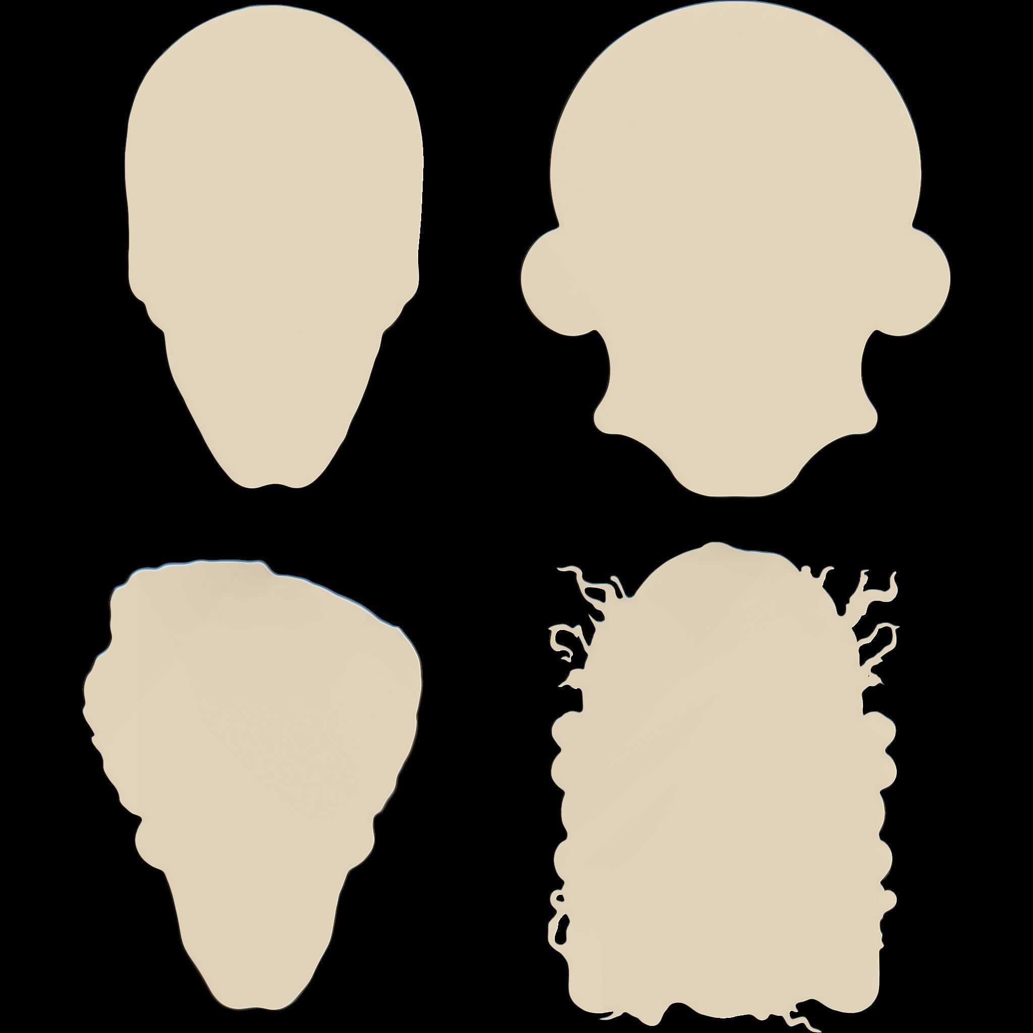 4 Comic Skull Head Relief No2 STL file for 3d Printing or CNC 3D print model_4