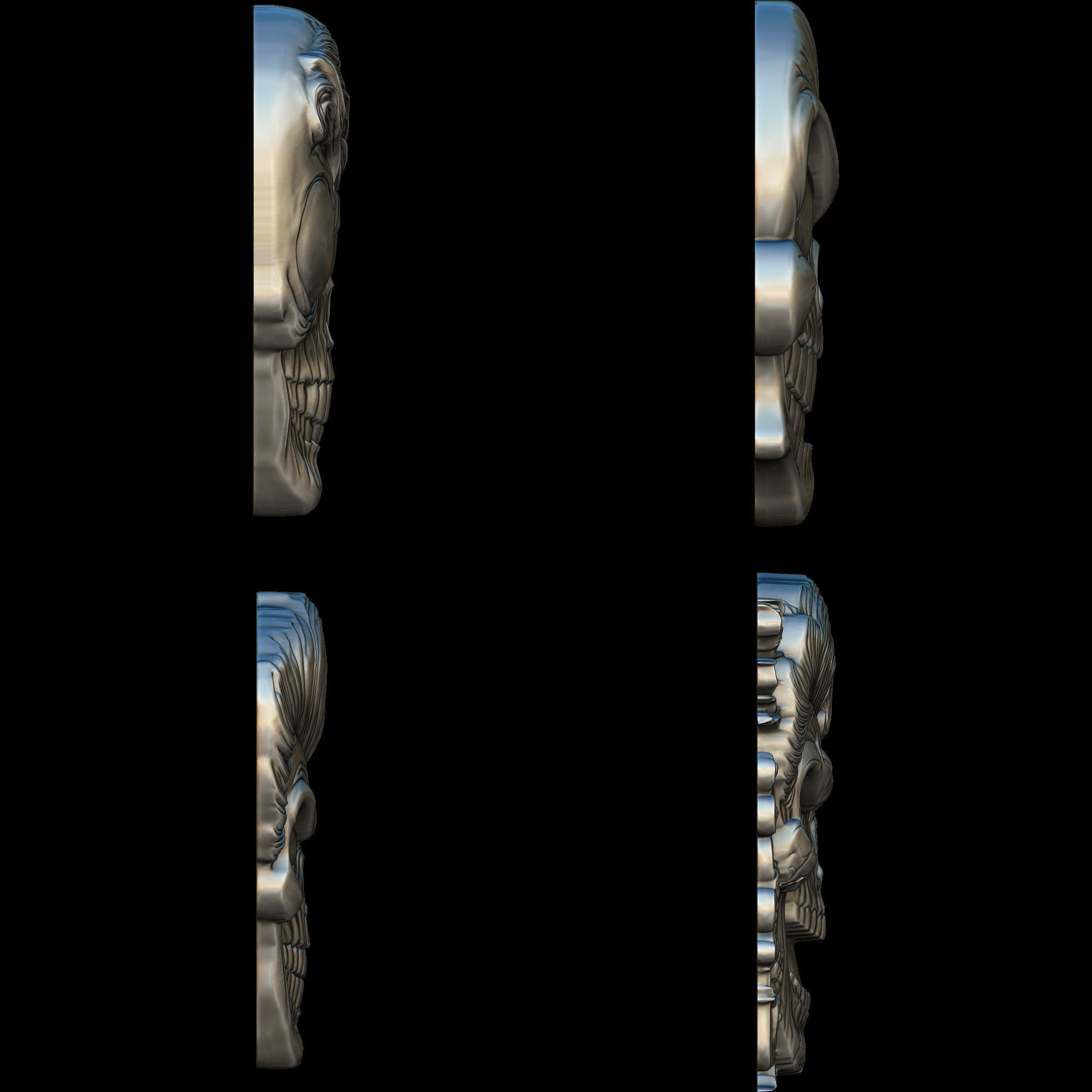 4 Comic Skull Head Relief No2 STL file for 3d Printing or CNC 3D print model_2