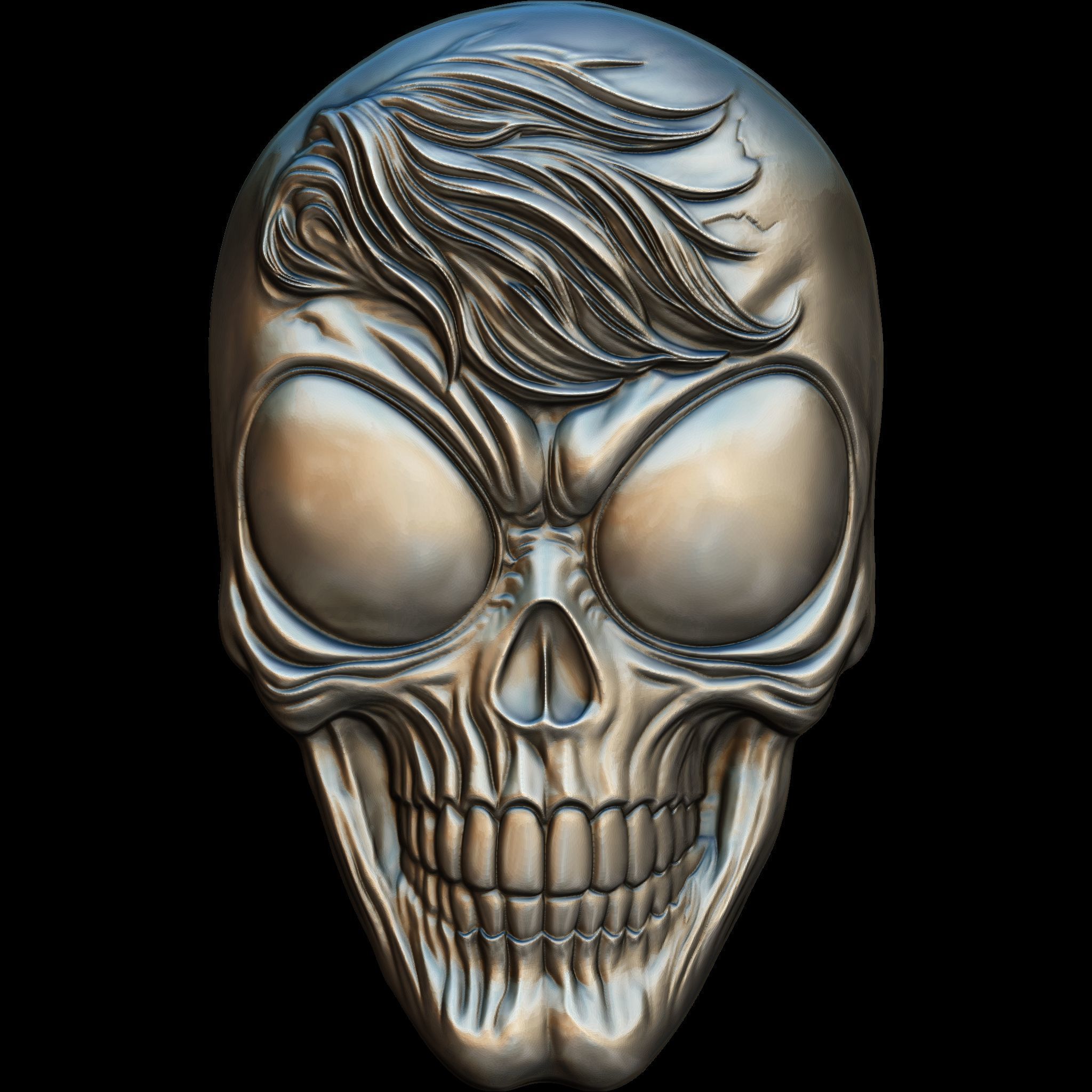 4 Comic Skull Head Relief No2 STL file for 3d Printing or CNC 3D print model_11